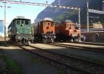 ce-6-8 Die E-Lok Baurehen Ce 6/8 Be 4/6 und die Ae 4/7 im Erstfeld vor dem Depot am 08.09.2007 