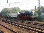Dampfbahn Frankische Schweiz Lok 4 der Dampfbahn Fr�nkische Schweiz mit drei historische Wagen aus dem Zug fotorafiert am 16.9.07 in F�rth 