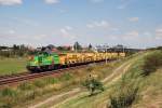 110 970 Odysseus (Die-Lei GmbH) mit einem Bauzug bei Zschortau ... 110 970 Odysseus (Die-Lei GmbH) mit einem Bauzug bei Zschortau ...