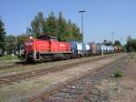 294 745 mit einem G�terzug in Hirschau. 14.09.2007 (Strecke Amberg-Schnaittenbach) ...