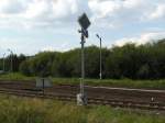 Ein Rangiersignal beim Bahnhof Gizcko   ...