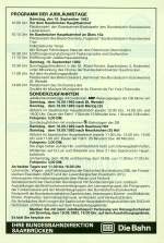 Programmblatt zur 130 Jahrfeier der BD Saarbr�cken 1982.  ...