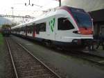 Der Flirt Triebwagen RABe 521 029-9 ist ausgestellt in Erstfeld. ...