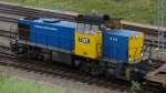 V 157 der TWE, aufgenommen mit Bauzug am 11.9.07, Travem�nde-Skandinavienkai. ...