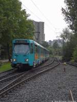 u-bahn-frankfurt-main Ptb-Wagen 721 auf der U5 kurz vor der Endhaltestelle Preungesheim.