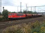 Am 30.9.2007 fuhr 155 122 ,mit einem Gemischten aus Piesteritz ...