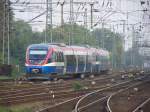 Zwei Triebwagen der Prignitzer Eisenbahn PEG bei der Ausfahrt aus ...