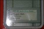 Zuglaufschild der RB91 Ruhr-Sieg-Bahn von Hagen Hbf - Finnentrop nach ...