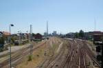 Blick �ber das Bahnhofsgel�nde von Esbjerg. Der Bahnhof von Esbjerg ...