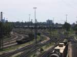 Blick von oben auf den Rangierbahnhof N�rnberg. Aufgenommen am 1.7.2007. ...