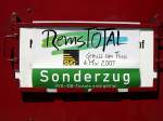 RemsTOTAL 2007 - Zuglaufschild vom Anla� am 06.05.2007 am ET ...