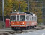ASm Aare Seeland Mobil asm - Linie Solothurn - Niederbipp / Pendelzug mit Steueragen Bt 154 + Triebwagen Be 4/4 104 bei der Ausfahrt von der Haltestelle Riedholz am 227.10.2007