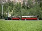 Brig-Visp-Zermatt-Bahn Auf freier Strecke musste der Sonderzug w�hrend einer Dampfsonderfahrt mit der Lok 'Breithorn' einige Zugbegegnungen abwarten. Zeit, um sich die Beine etwas zu vertreten. 05.08.07  