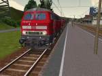 Schwarzwaldbahn Halycon 218 467-3 wartet mit ihrem Ersatz RE in St.Georgen auf die Abfahrt. Die Lok ist nicht in der Schwarzwaldbahn von Halycon enthalten