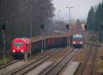 ried-im-innkreis 'Paralleleinfahrt' 2016 075-3 mit 76Ax R�benzug und 2043 022-9 als Nachschiebelok, sowie des Triebzuges BR5047 (R 3478)