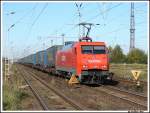 BR 152 152 098 konnte ich am 14.10.07 mit einem LKW-Walter-Gz bei der Fuchsjagd beobachten J (Linker Bildrand). Aufgenommen in Rostock Dierkow