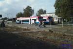 2 PEG-Triebwagen im Bahnhof Pritzwalk. Der vordere f�hrt
Richtung Meyenburg, der ...