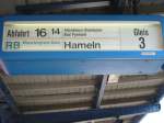Zugzielanzeiger f�r die RB83 Weserbergland-Bahn nach Hameln, dieser Zug ist ...