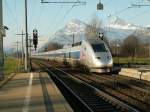Erster Fahrplanm�ssiger TGV (Winterfahrplan) Paris/Est-Chur am 15.12.07,hier im Heidiland bei ...