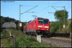 146 214-2 zog am Nachmittag des 29.09.07 eine Doppelstockwagengarnitur als ...