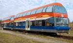 2 Schienenbusse der Prignitzer Eisenbahn. Diese Fahrzeuge waren nur ein ...