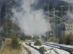 6.1.08 in Titisee; rechts das FDL Stellwerk und der Rauch ...