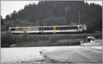 Ein RBDe 560 Pendel passiert das Seeende des Lac de ...