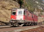 Die Re 6/6 11629 kehrt am 24.01.2008 nach geleistetem Stossdienst ...