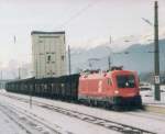 br-1116-vor-guterzugen 1116.001 mit Z48035 am 03.01.2000 im Bf.Rothenthurn.