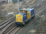 V 145 der BCB f�hrt am 04.03.08 aus der Rangiergruppe ...