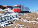 Triebwagen der COG Railway in der Bergstation des Pikes Peak, ...