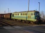 ST43-238 verl�sst am Morgen des 10.03.2008 den Bahnhof Guben  ...