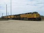 Mehrere Union Pacific Loks sind am 9.3.2008 in Galveston (Texas) ...