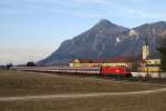 br-1116-vor-personenzugen 1116 xxx mit OEC 564 am Kloster Reisach bei Oberaudorf (20.02.2008)