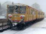 ligne-de-cerdagne---pyrenaenmetro-train-jaune-villefranche---la-tour Triebzug Latour de Carol - Villefranch am 05.03.2008 im Bahnhof Mont-Louis / La Cabanasse km 27 1511 m.
