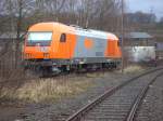 br-2016 2016 905 (Swietelsky) der RTS (Rail Transport Service GmbH aus Graz) steht am 12.03.2008 im Bahnhof Arnsberg.