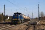 MWB Mittelweserbahn V 2101 der MWB mit einem Kesselzug in Haspelmoor (23.02.2008)