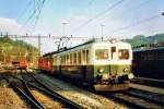 Historisches BDe 2/4 der WM und BDe 4/4 der SZU als Triebwagenzug beim Triebwagentreffen in Bauma im Oktober 2006.Hinweis:Gescanntes Foto.