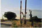 Bahnubergange Der ehm. Bahn�bergang Bluno in der Dorfauenstra�e kurz vor Abbau, Ende August 2006.