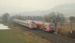BR 101 mit Zugen Zugkreuzung! Am 14.02.08 trafen sich eine 101 und eine Dostogarnitur in Gro�sachsen-Heddesheim