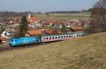 101 016 (Unicef) mit IC 2296 bei Vachendorf (25.02.2008)  ...