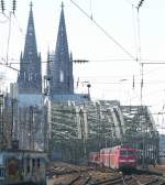 111 013 mit RE am 23.3.08 nach Aachen.  ...