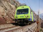 RE nach Bern am 08.03.2008 unterhalb von Lalden.  ...