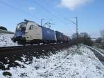 ES 64 U2-027 von WLB legt sich am 26.3.2008 bei ...