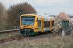 Odeg VT 650 kommt in Parchim aus dem Betriebshof gefahren. ...