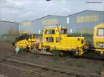 Schotterprofiliermaschine Ein SSP 80 der Firma J. Hubert steht abgestellt im Bf Recklinghausen S�d. 31.3.08 