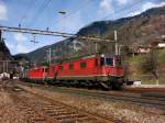 Re 10/10 mit GZ am 20.03.2008 bei Faido.  ...
