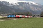 1x16-werbeloks Die 1116 080  mit REX 1504 am 30.03.08 in Schwaz unterwegs.