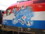 Detailansicht der EM-Lok Kroatien (Taurus 1116-108-0)am 31.03.2008.  ...