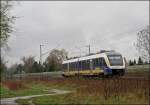 Ein LINT der NordWestBahn f�hrt bei Haltern am See Richtung ...